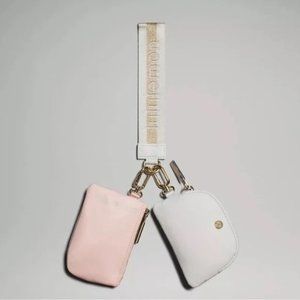 LULULEMON Dual Pouch Wristlet in Vapor/Gold/White